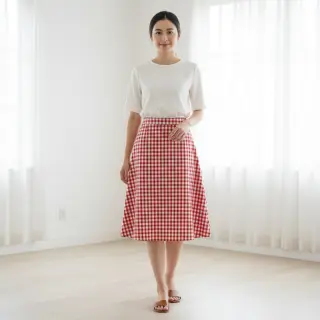 Cotton fabric Check red