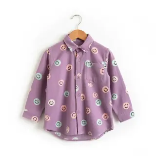 Cotton fabric FLANNEL Happy faces lavender