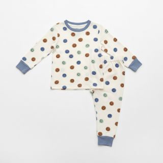 Cotton fabric FLANNEL Happy faces off white green