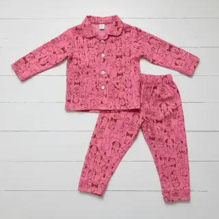 Cotton fabric FLANNEL Dogs pink