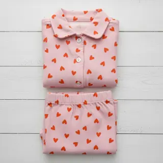 Cotton fabric FLANNEL Hearts pink