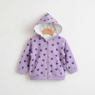 Cotton fabric FLANNEL Hearts lavender