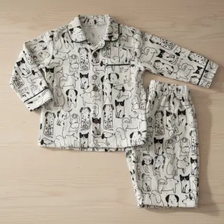 Cotton fabric FLANNEL Dogs off white
