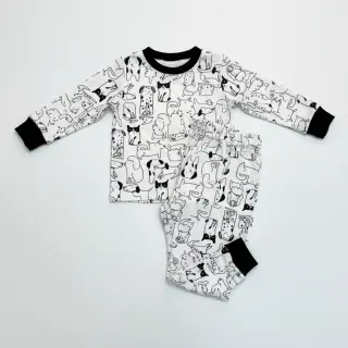 Cotton fabric FLANNEL Dogs off white