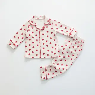 Cotton fabric FLANNEL Hearts off white