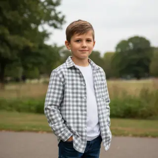 Cotton fabric FLANNEL Check sage