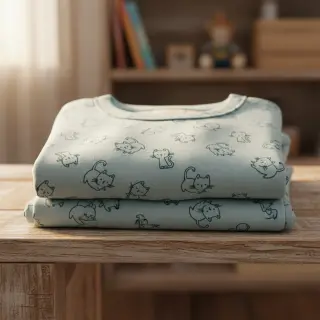 Cotton fabric FLANNEL Cats mint
