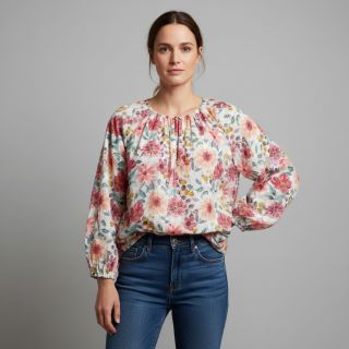 Cotton fabric Flower Sonja red digital print