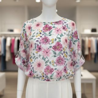 Cotton fabric Flower Sonja mauve digital print