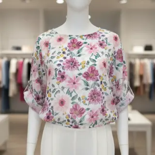 Cotton fabric Flower Sonja mauve digital print