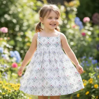 Cotton fabric Flowers Tara off white design A digital print