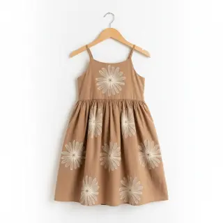 Cotton fabric EMBROIDERY Flowie cinnamon