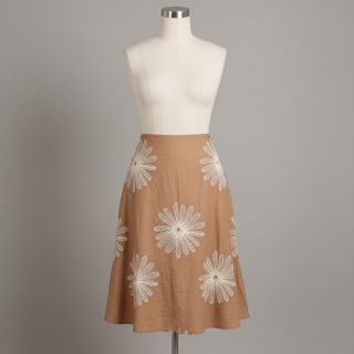 Cotton fabric EMBROIDERY Flowie cinnamon