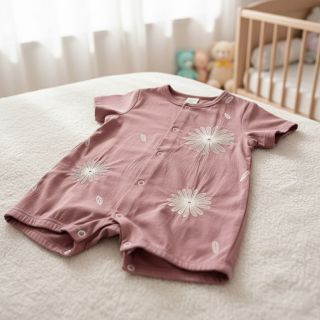 Cotton fabric EMBROIDERY Flowie mauve