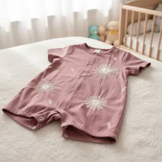 Cotton fabric EMBROIDERY Flowie mauve
