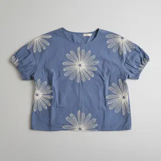 Cotton fabric EMBROIDERY Flowie jeans
