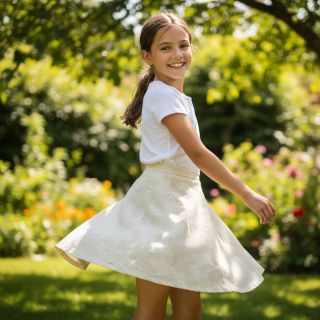 Cotton fabric with linen JACQUARD Flowers natural