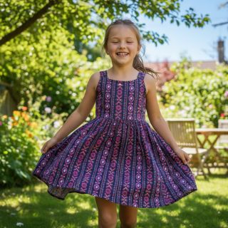 Cotton fabric Motif stripe navy digital print