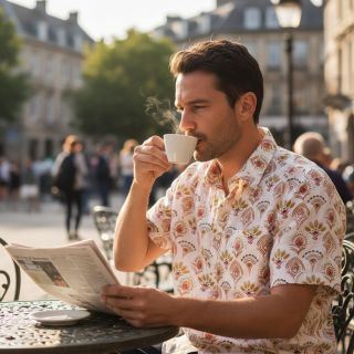 Cotton fabric Motif off white digital print