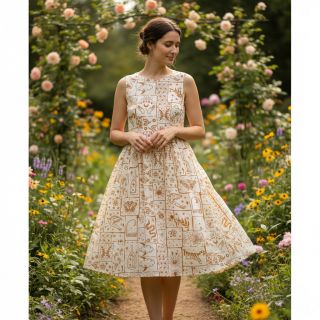 Cotton fabric Boho off white