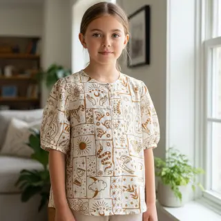 Cotton fabric Boho off white