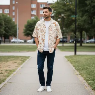 Cotton fabric Boho off white