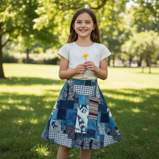 Cotton fabric TWILL DENIM Mix print design B