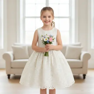 Cotton fabric EMBROIDERY Blanchette design A