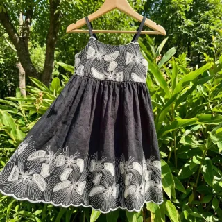 Cotton fabric EMBROIDERY Amia black