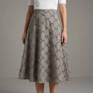 Cotton fabric with linen Vintage Fringe Diamonds grey