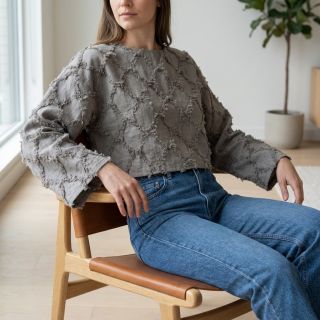 Cotton fabric with linen Vintage Fringe Diamonds grey