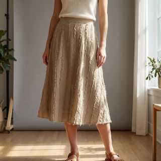 Cotton fabric with linen Vintage Fringe Stripe naturals