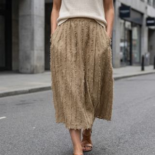 Cotton fabric with linen Vintage Fringe Stripe naturals