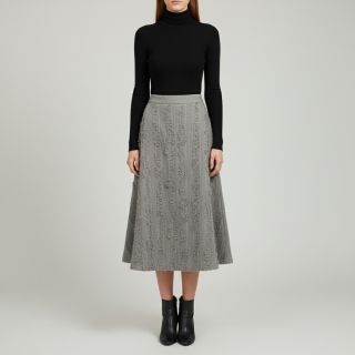 Cotton fabric with linen Vintage Fringe Stripe grey