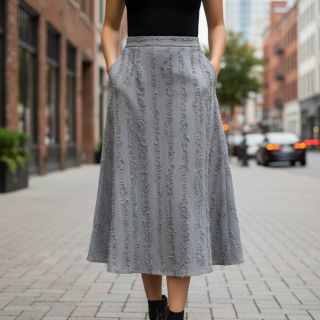 Cotton fabric with linen Vintage Fringe Stripe grey