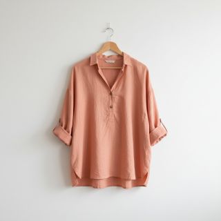 Cotton fabric with linen PREMIUM salmon