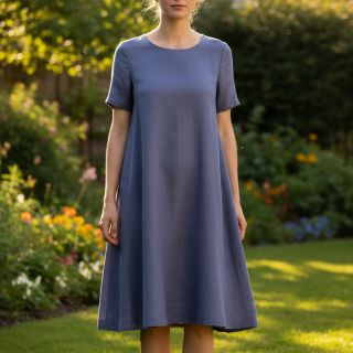 Cotton fabric with linen PREMIUM steel blue