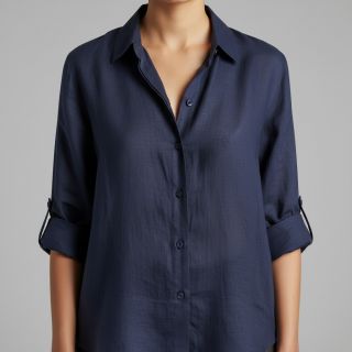 Cotton fabric with linen PREMIUM dark blue