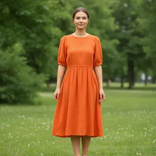 Cotton fabric STRETCH Baby orange