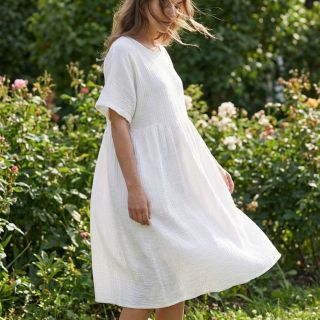 Cotton fabric STRETCH Baby white