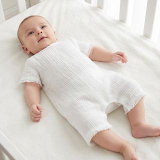 Cotton fabric STRETCH Baby white