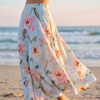 Cotton fabric SATIN Oahu green digital print