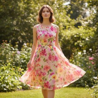 Cotton fabric SATIN Kauai pink digital print