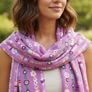 Cotton fabric Love dream mauve