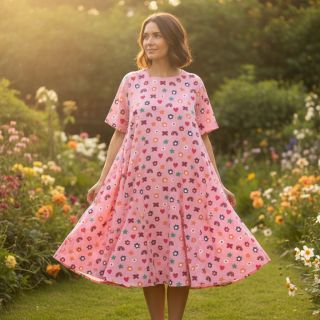 Cotton fabric Love pink