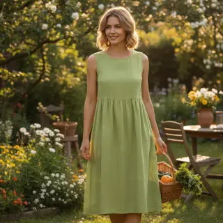 Cotton fabric WASHED old lime