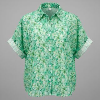 Cotton fabric EMBROIDERY Viola green digital print