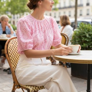 Cotton fabric VOILE Puffy light pink