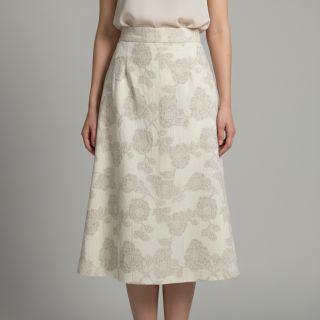 Cotton fabric with linen JACQUARD Peony flowers