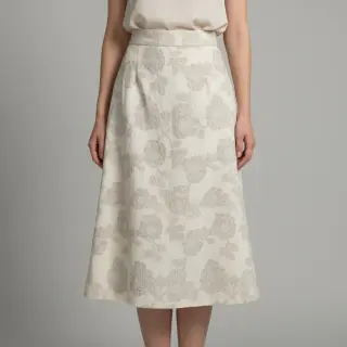 Cotton fabric with linen JACQUARD Peony flowers
